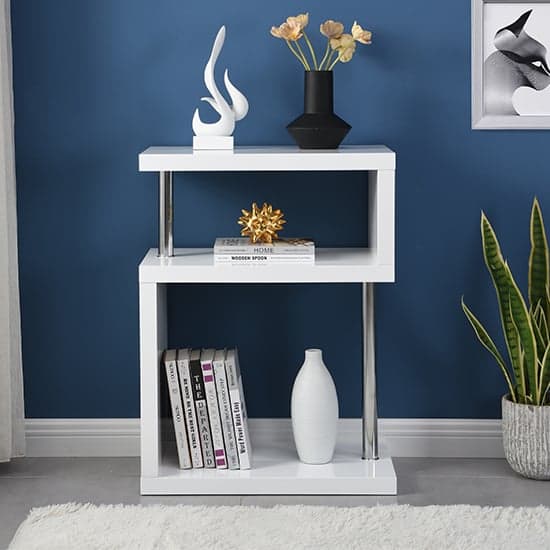 Albany High Gloss 3 Tiers Shelving Unit In White