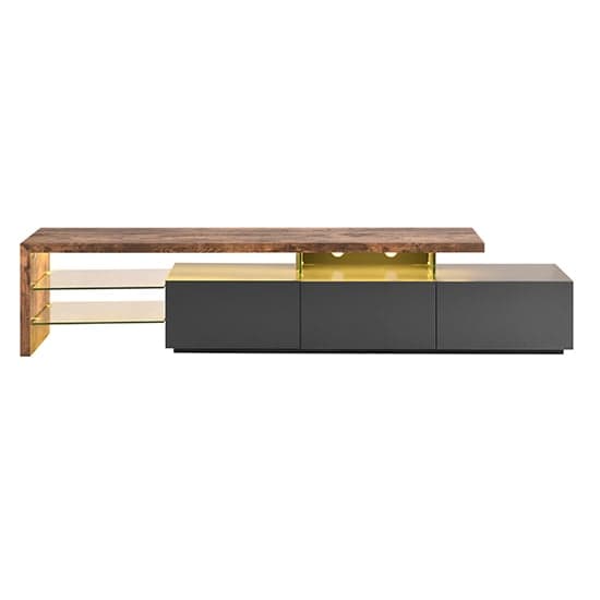 Alpha Wooden TV Stand With Storage In Rustic Oak And LED