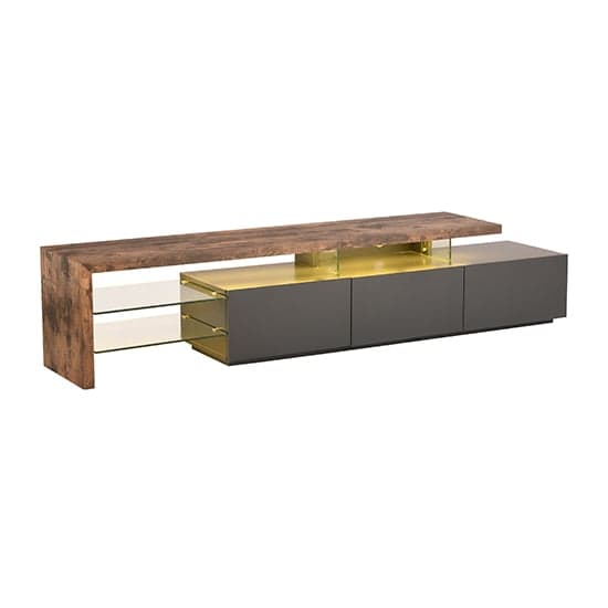 Alpha Wooden TV Stand With Storage In Rustic Oak And LED