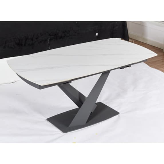 Amityville Sintered Stone Extending Dining Table With Anthracite Base