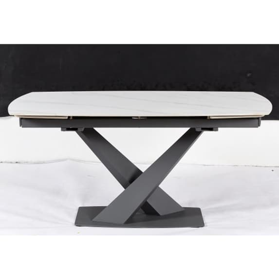 Amityville Sintered Stone Extending Dining Table With Anthracite Base