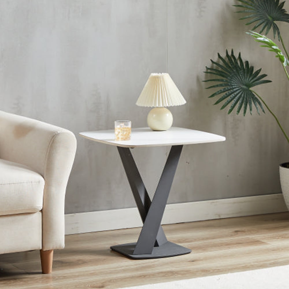 Amityville Sintered Stone Lamp Table With Anthracite Base