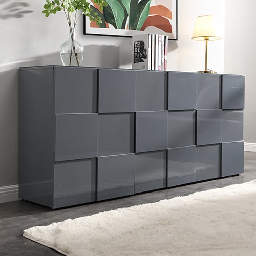 Ashland High Gloss Sideboard With 3 Doors In Grey