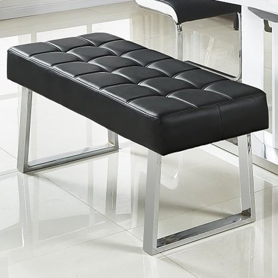 Auburn Small Faux Leather Dining Bench In Black