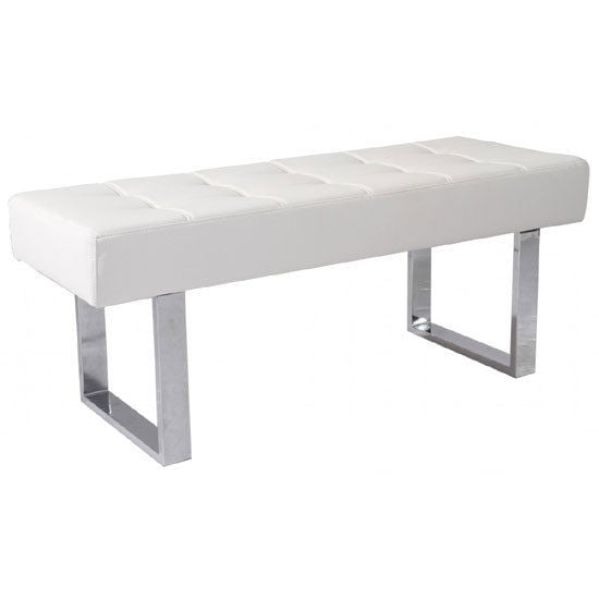 Auburn Small Faux Leather Dining Bench In White