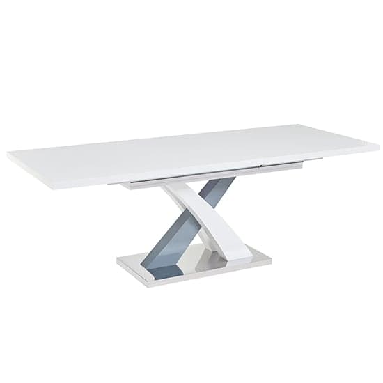 Axton Large Extending Gloss Dining Table In White And Grey