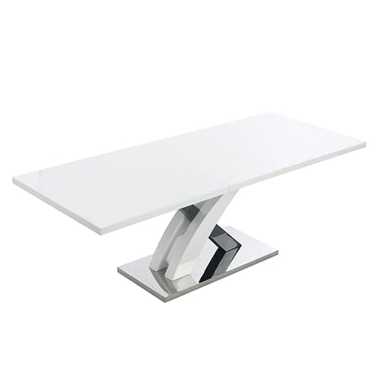 Axton Small Extending Gloss Dining Table In White And Grey