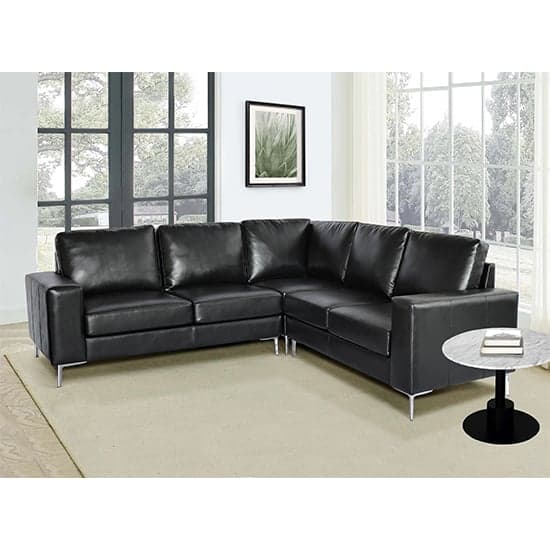 Baltimore Faux Leather Corner Sofa In Black