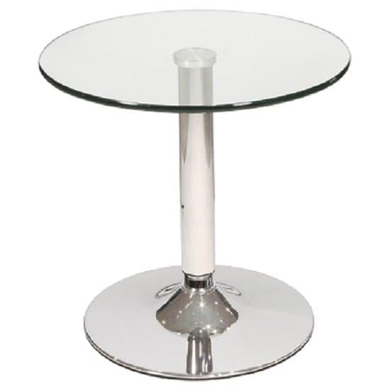 Bellisa Round Clear Glass Bistro Side Table With Chrome Base