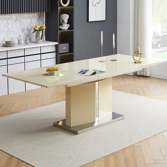 Belmont High Gloss Extending Dining Table Large In Cream