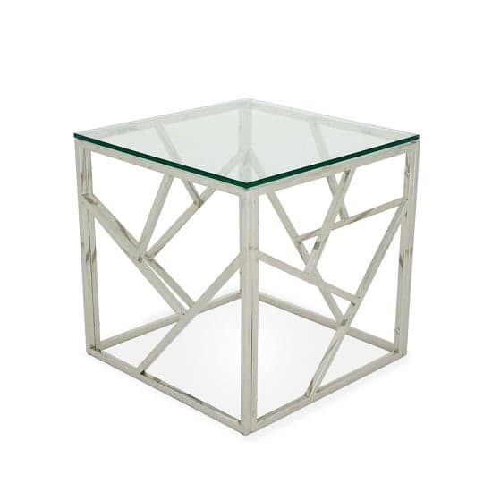 Belton Glass Lamp Table With Polished Stainless Steel Base
