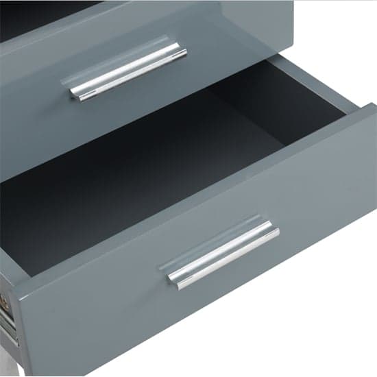 Carroll High Gloss Computer Desk In Grey With Chrome Legs