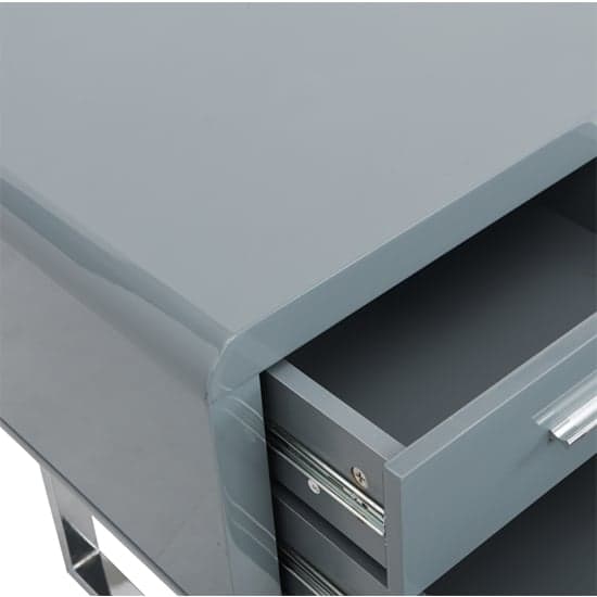 Carroll High Gloss Computer Desk In Grey With Chrome Legs