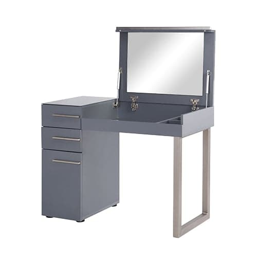 Carteret High Gloss Dressing Table With Mirror In Grey
