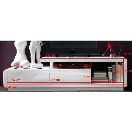 Celina High Gloss TV Stand With 2 Drawers In White And Grey