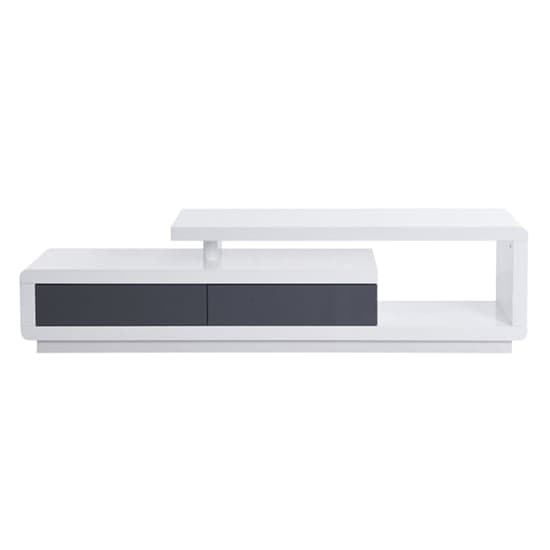 Celina High Gloss TV Stand With 2 Drawers In White And Grey
