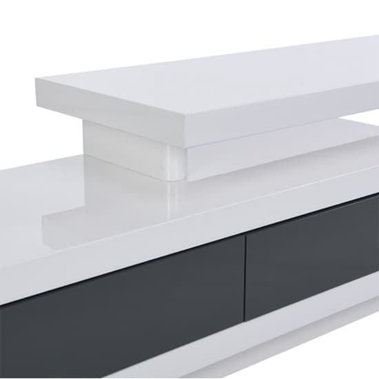 Celina High Gloss TV Stand With 2 Drawers In White And Grey