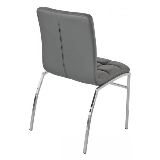 Concord Faux Leather Dining Chair In Grey With Chrome Legs