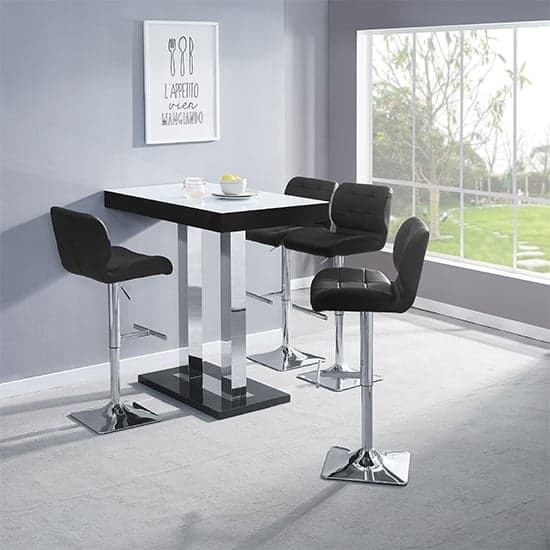 Cortina High Gloss Bar Table In Black With White Glass Top
