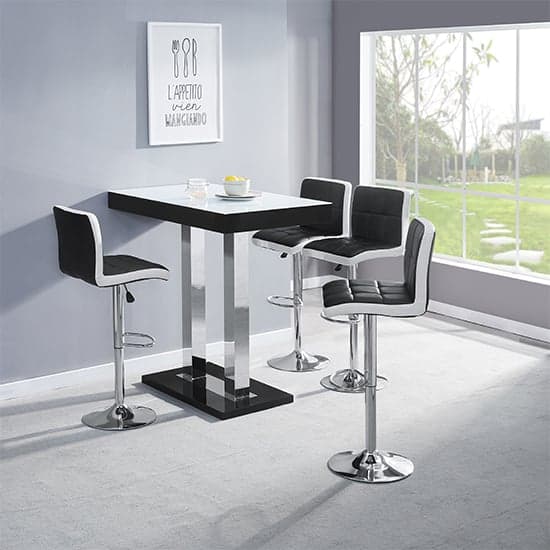 Cortina High Gloss Bar Table In Black With White Glass Top