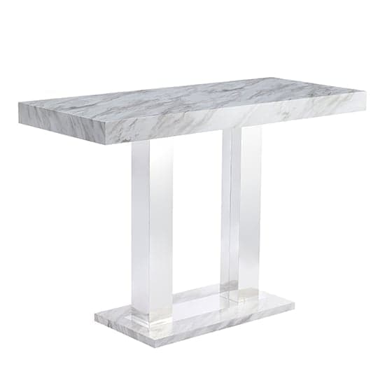 Cortina High Gloss Bar Table Large In Magnesia Marble Effect