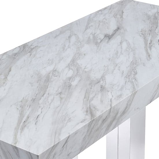 Cortina High Gloss Bar Table Large In Magnesia Marble Effect