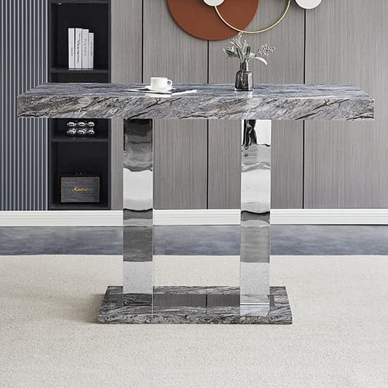 Cortina High Gloss Bar Table Large In Melange Marble Effect