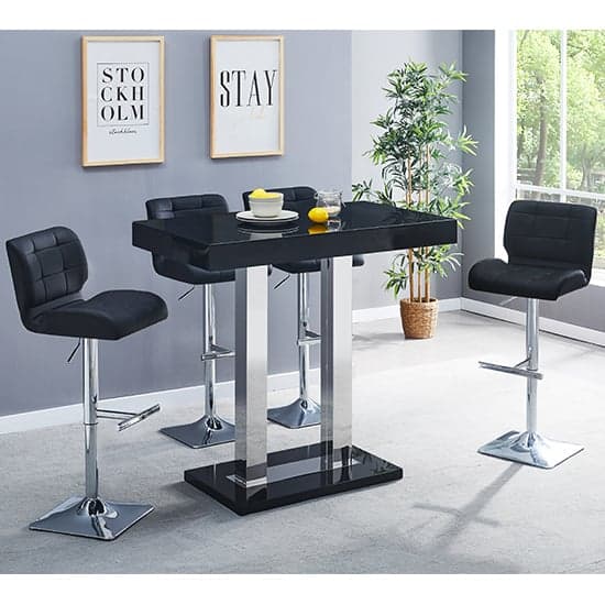 Cortina High Gloss Bar Table Rectangular Glass Top In Black