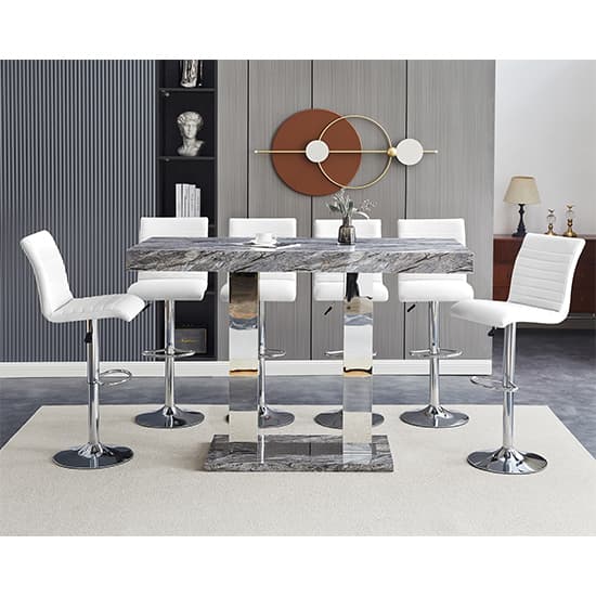 Cortina Melange Effect Bar Table Large 6 Rifle White Stools
