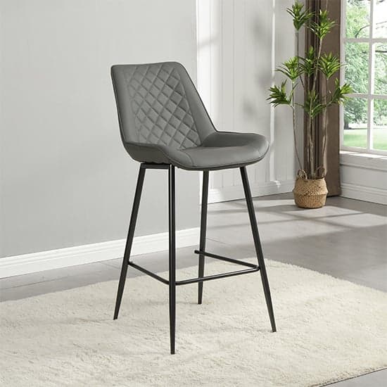 Cortina Rustic Oak Wooden Bar Table With 4 Ostend Grey Stools