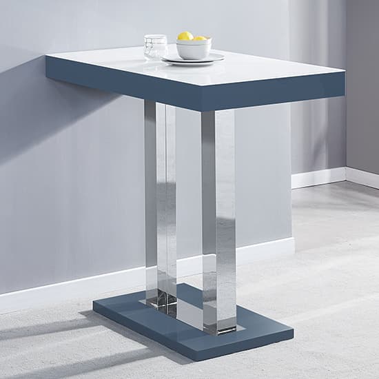 Cortina White Grey Gloss Bar Table 4 Cortez White Grey Stools
