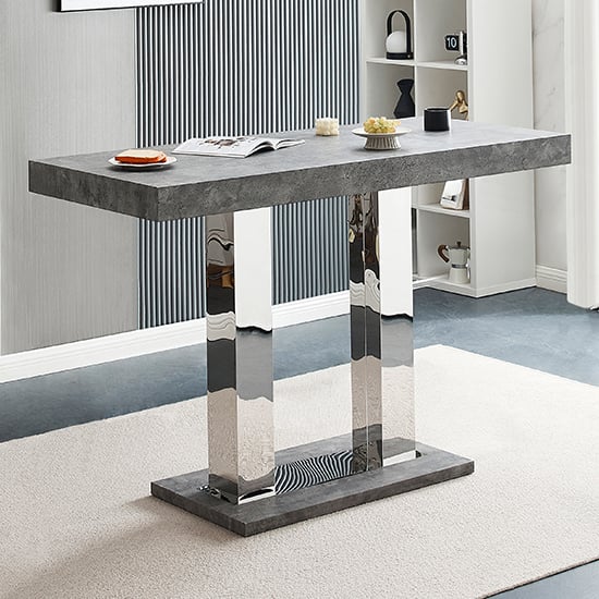 Cortina Wooden Bar Table Rectangular Large In Concrete Effect