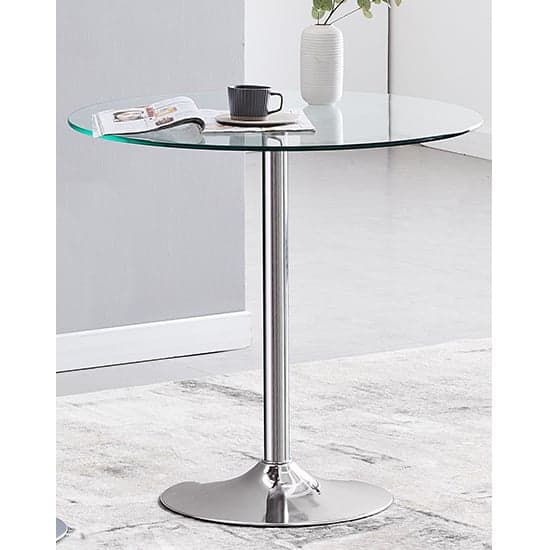 Danville Round Clear Glass Dining Table With Chrome Base