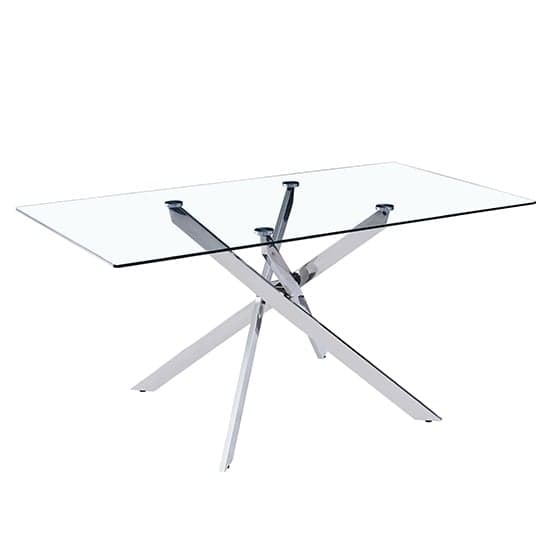Denton Large Clear Glass Dining Table With Chrome Legs