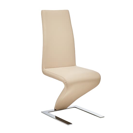 Destin Z Faux Leather Dining Chair In Taupe With Chrome Feet