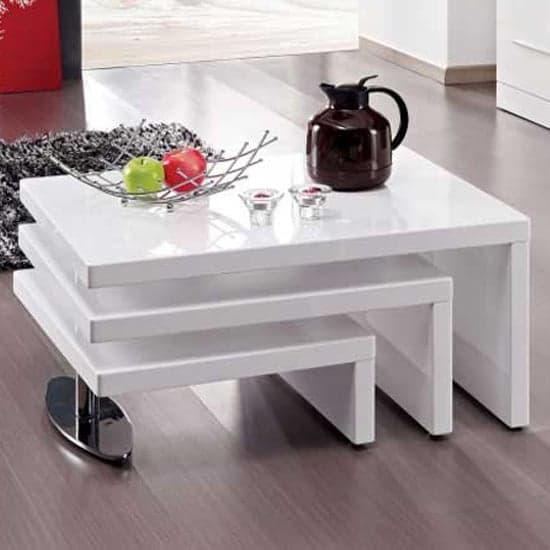 Detroit Rotating High Gloss Coffee Table With 3 Tops In White