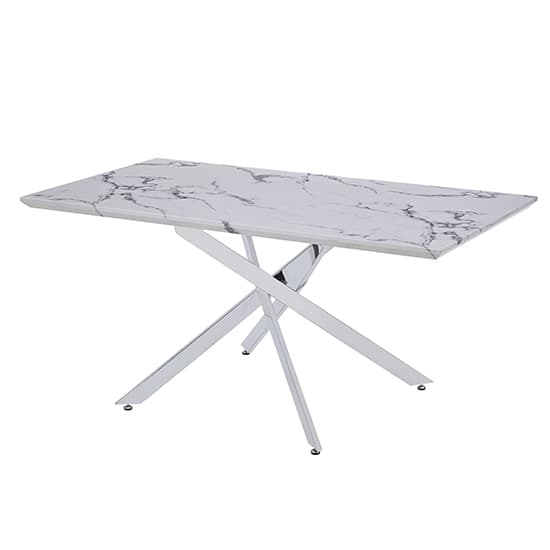 Devlin Diva Marble Effect Dining Table With 6 Opelika Grey Chairs