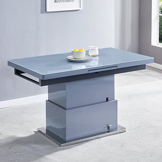 Eldon Convertible Grey Gloss Dining Table 6 Petersburg Grey Chairs