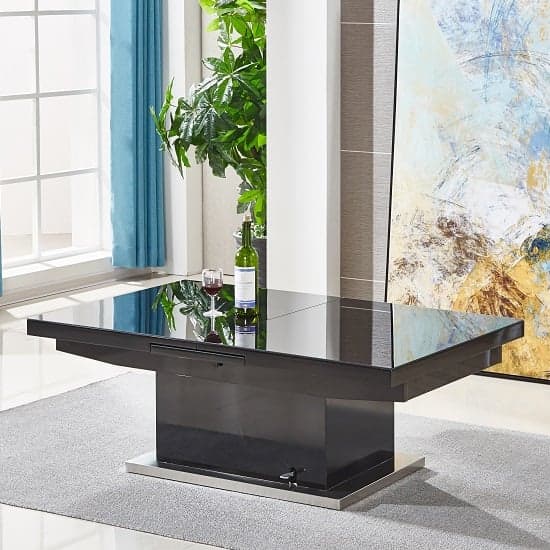 Eldon Extending Glass Top Gloss Coffee To Dining Table In Black