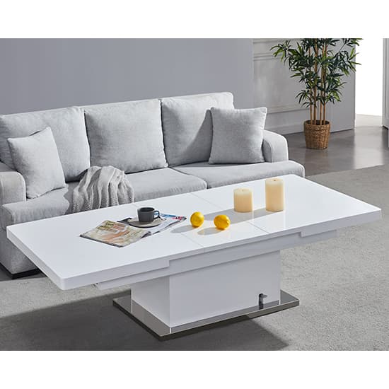 Elgin Convertible White Gloss Dining Table 6 Girona Black Chairs