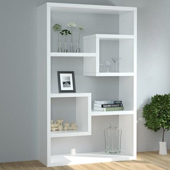 Estero Wide High Gloss Display Shelving Unit In White