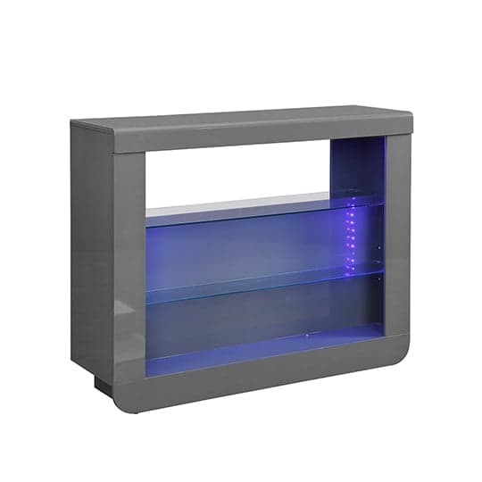 Fernier High Gloss Bar Table Unit In Grey With LED Lighting