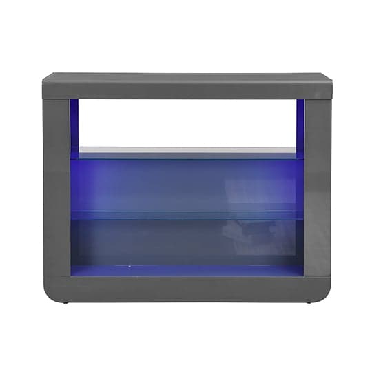 Fernier High Gloss Bar Table Unit In Grey With LED Lighting