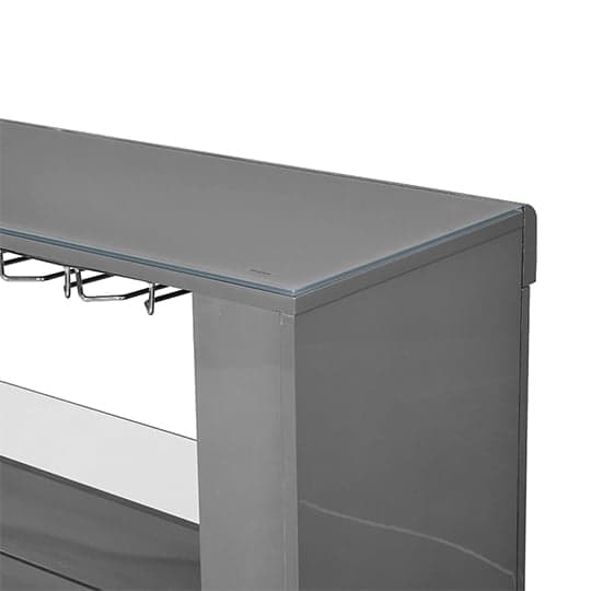 Fernier High Gloss Bar Table Unit In Grey With LED Lighting