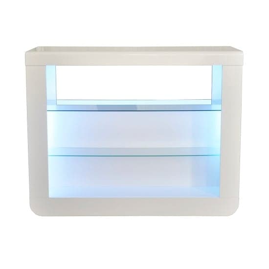 Fernier High Gloss Bar Table Unit In White With LED Lighting
