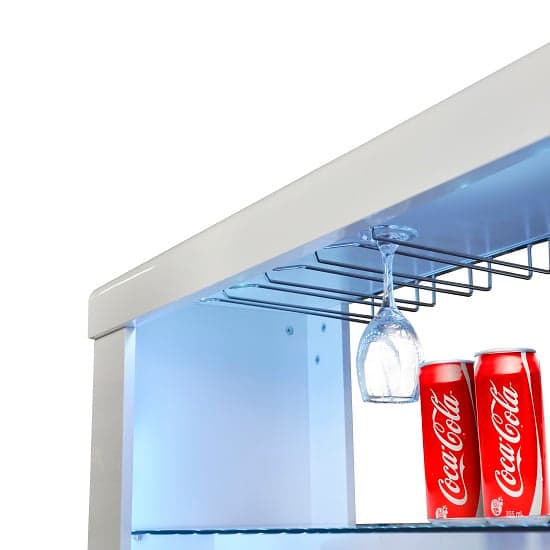 Fernier High Gloss Bar Table Unit In White With LED Lighting
