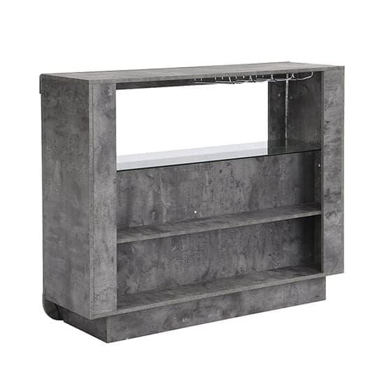 Fernier Wooden Bar Table Unit In Concrete Effect With LED Lights