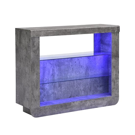 Fernier Wooden Bar Table Unit In Concrete Effect With LED Lights