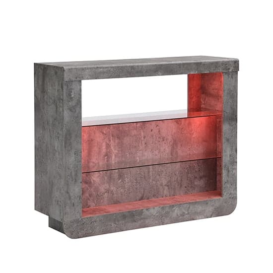 Fernier Wooden Bar Table Unit In Concrete Effect With LED Lights