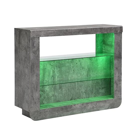 Fernier Wooden Bar Table Unit In Concrete Effect With LED Lights